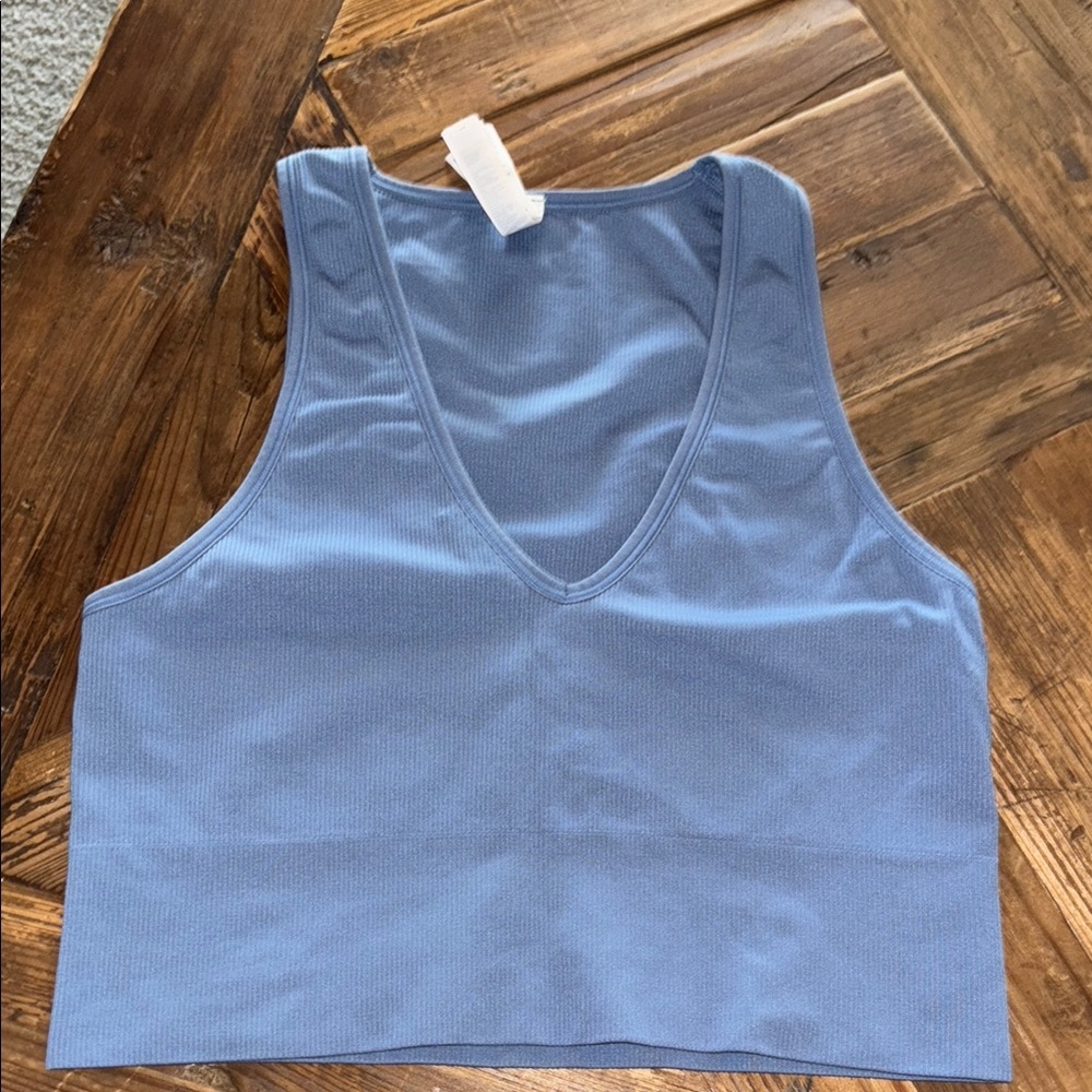Athleta Aurora Crop Rib Tank- Blue size L